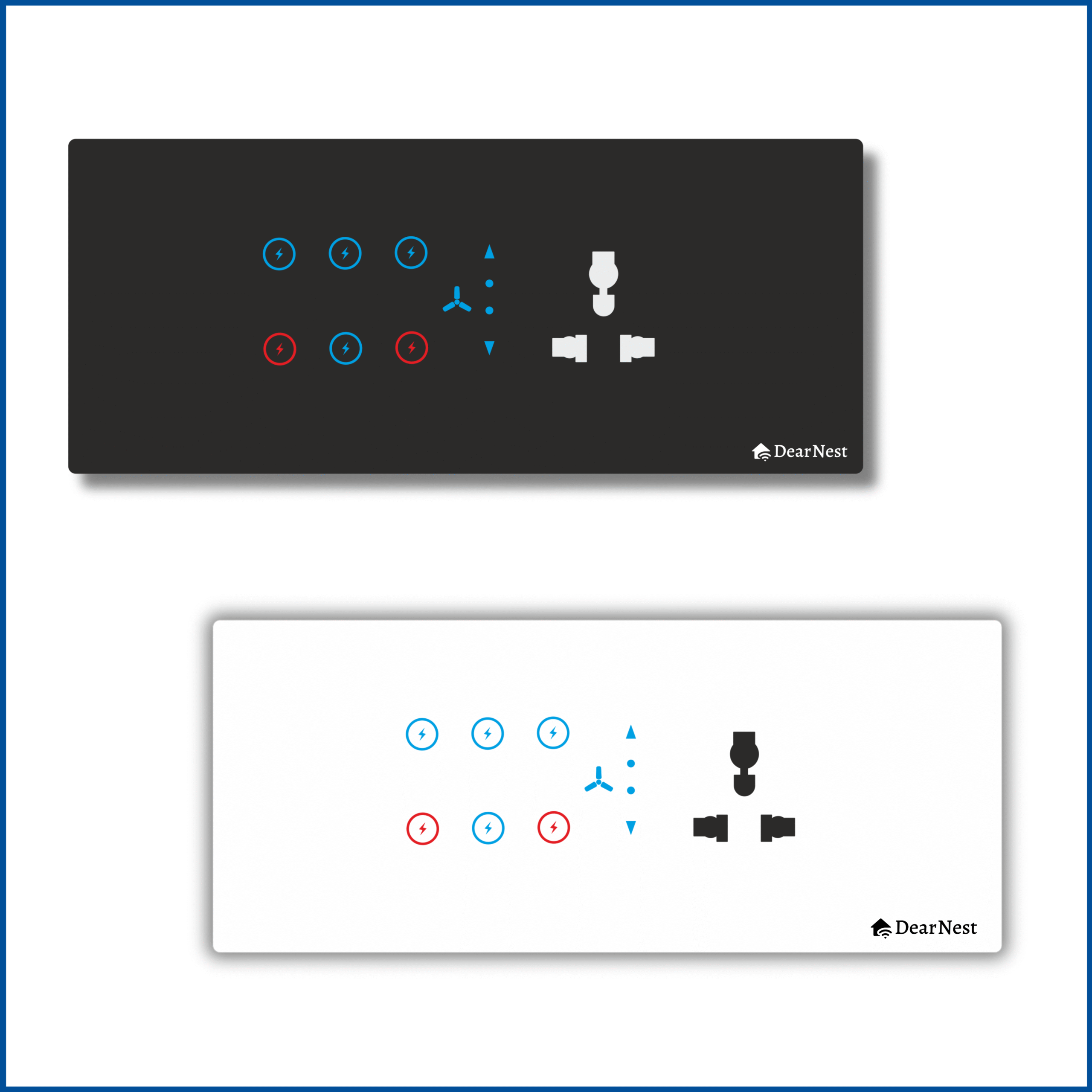 Smart Touch Switch | Size : 6M | 6 Switch, 1 Fan & 1 Socket