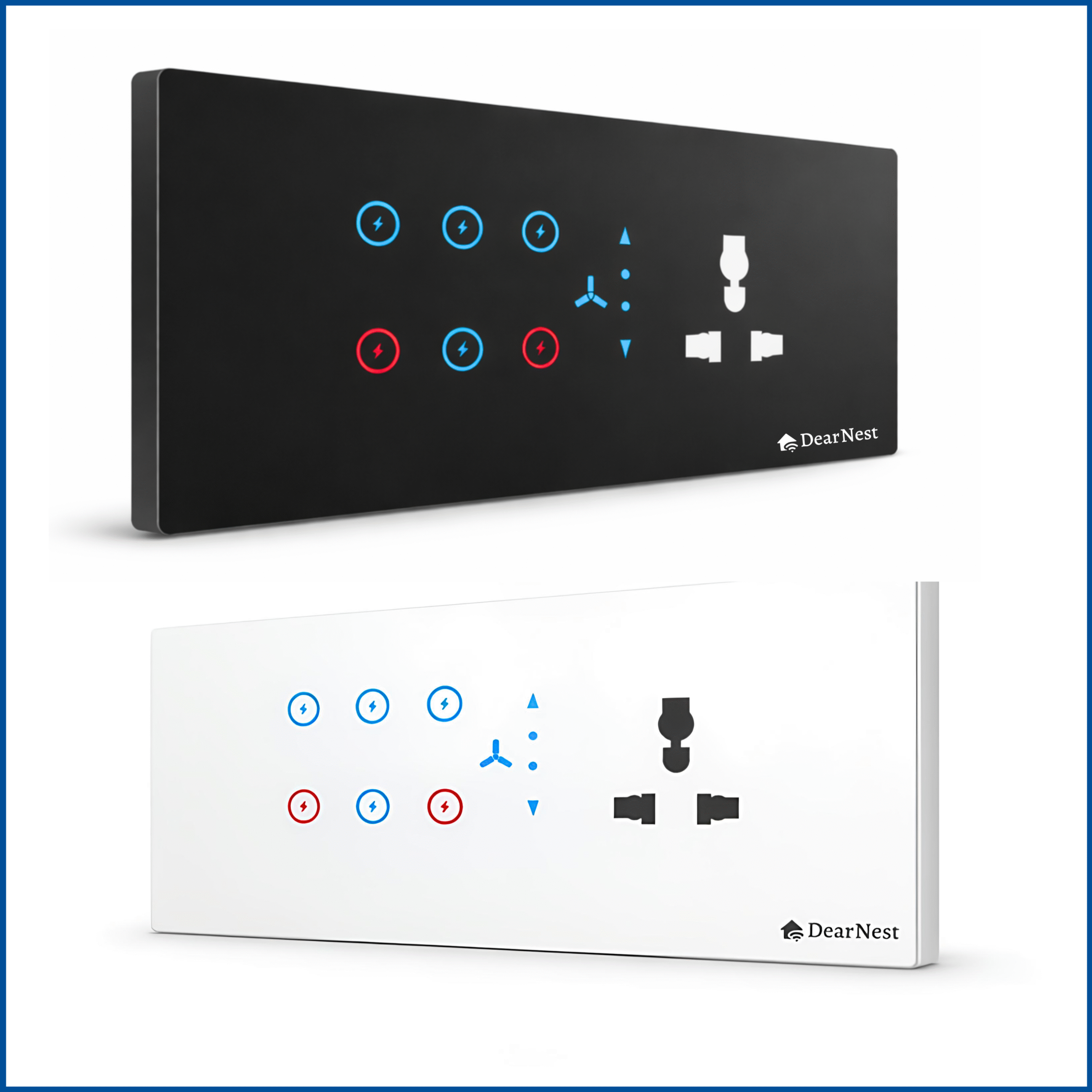 Smart Touch Switch | Size : 6M | 6 Switch, 1 Fan & 1 Socket