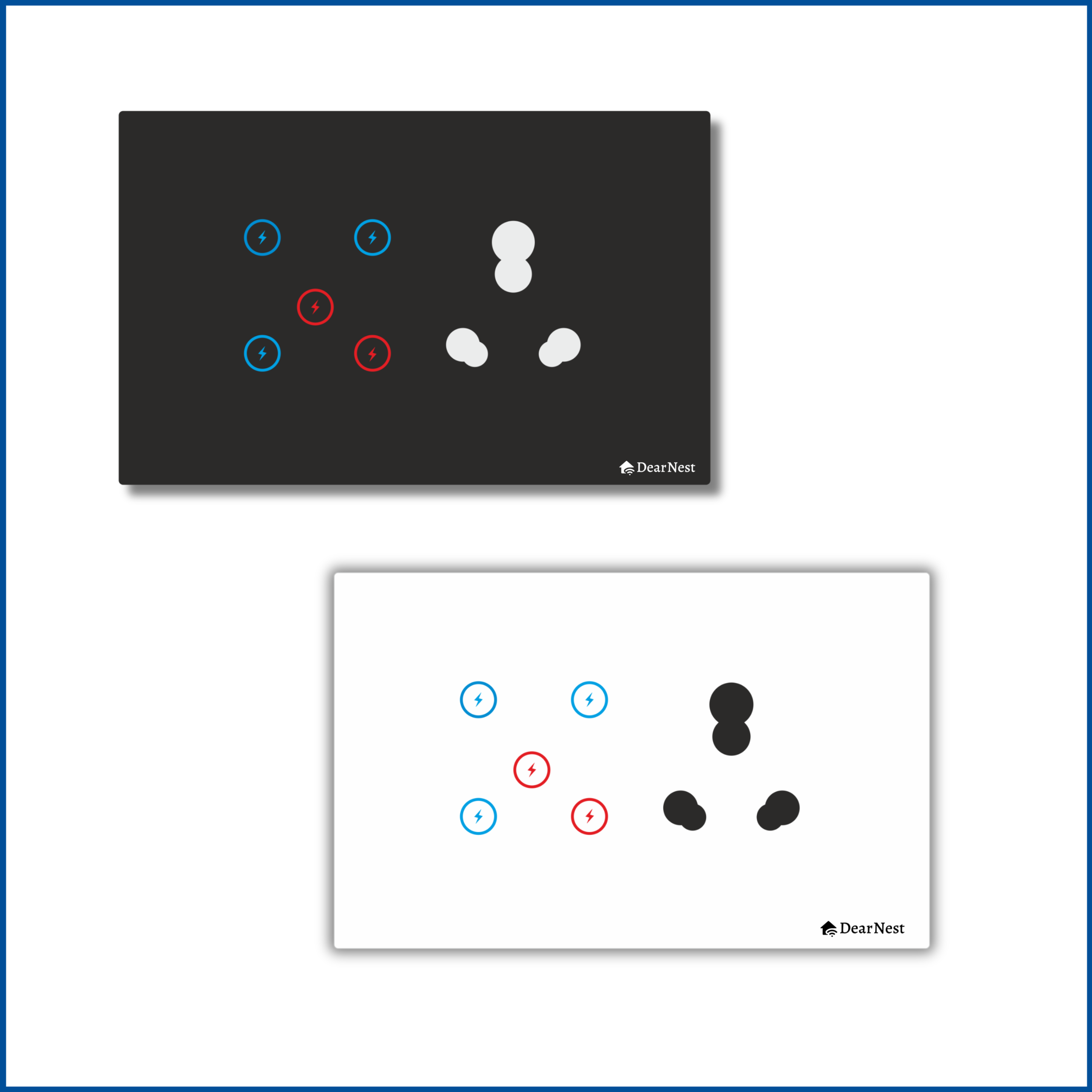 Smart Touch Switch | Size : 4M | 5 Switch & 1 Socket (16 Amp) Control